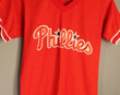 Vintage 1980s Philadelphia Phillies Red Baseball T shirt By Russell Athletics The Usa
