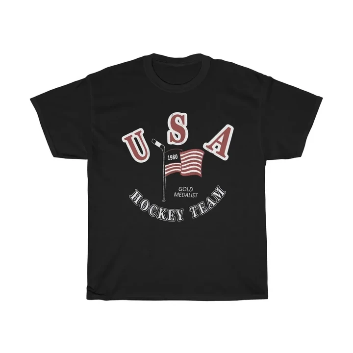 Vintage 1980 Usa Olympic Hockey Team Miracle On Ice Gold Metal T-shirt Unisex