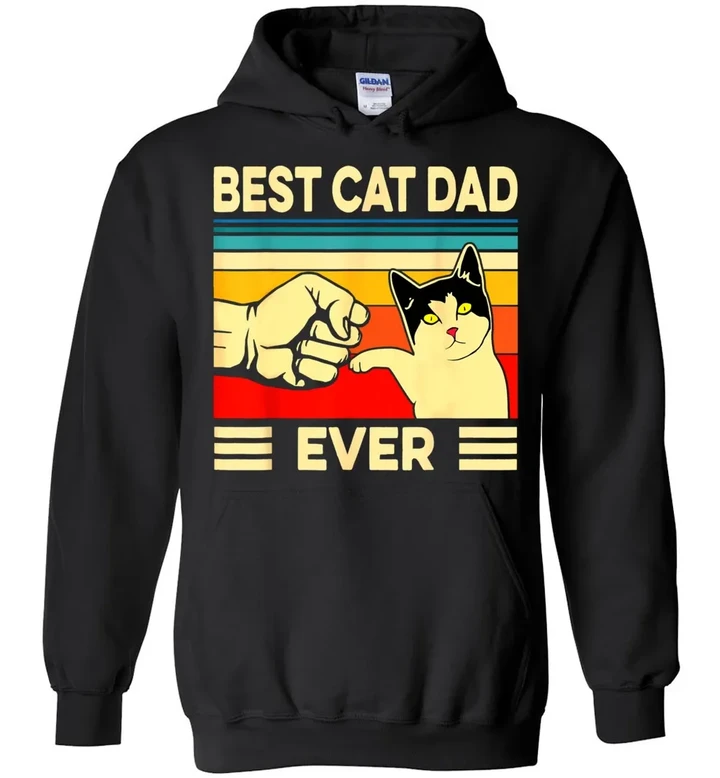 Vintage Best Cat Dad Ever Bump Fit Hoodie
