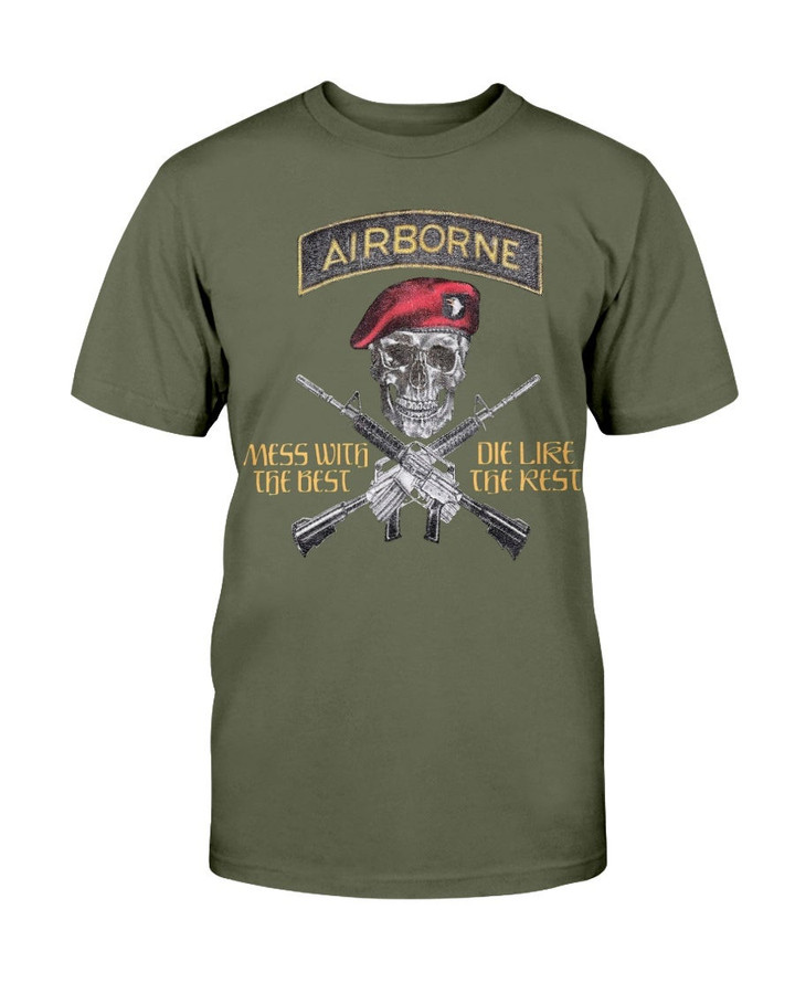 Vtg 80S Airborne Military Skull Tee Mess With The Best Die Like The Rest T Shirt 210924