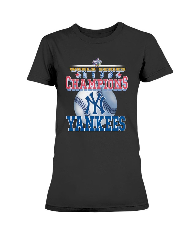 Vintage 90S World Series 1998 Baseball Champions New York Yankees Ladies T Shirt 081121