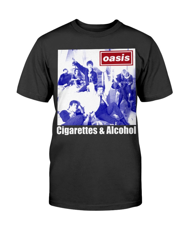 Vintage 90S Oasis English Rock Band Cigarettes  Alcohol 1994 Song Promo T Shirt 083021