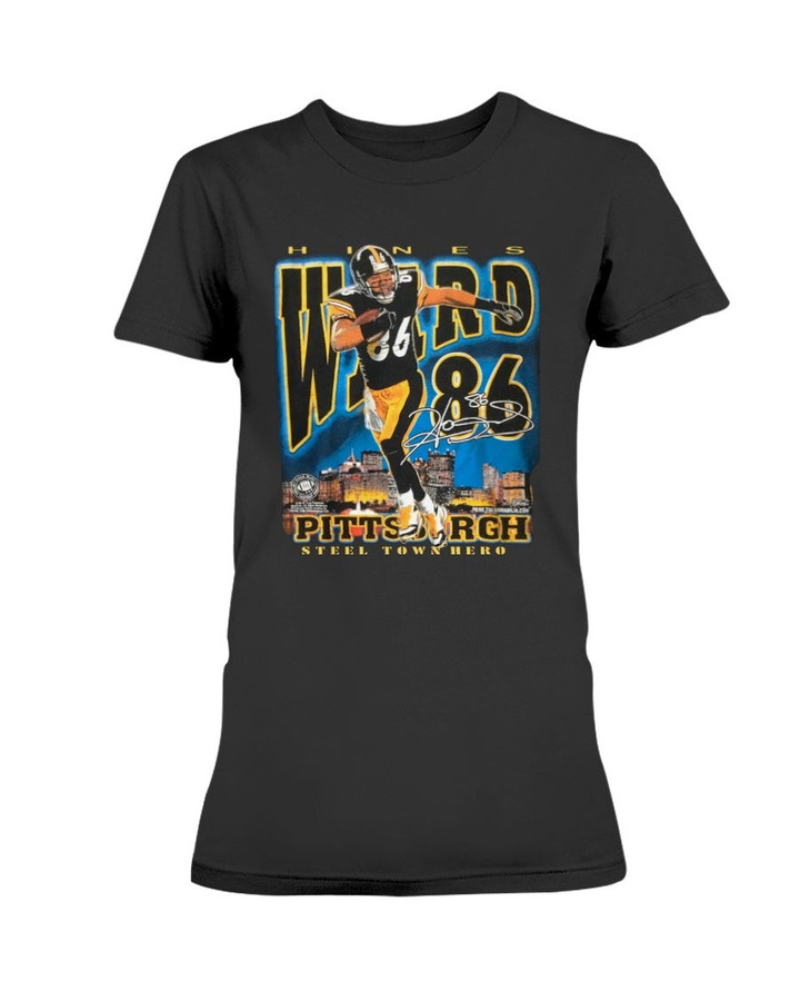 Vintage Y2K 2000S Pittsburgh Steelers Hines Ward Steel Town Hero Rap Tee Style Nfl Graphic Ladies T Shirt 210913