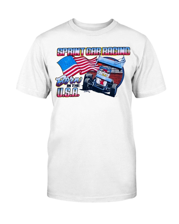 Vintage 1985 Sprint Car Racing Born In The Usa T Shirt 090421