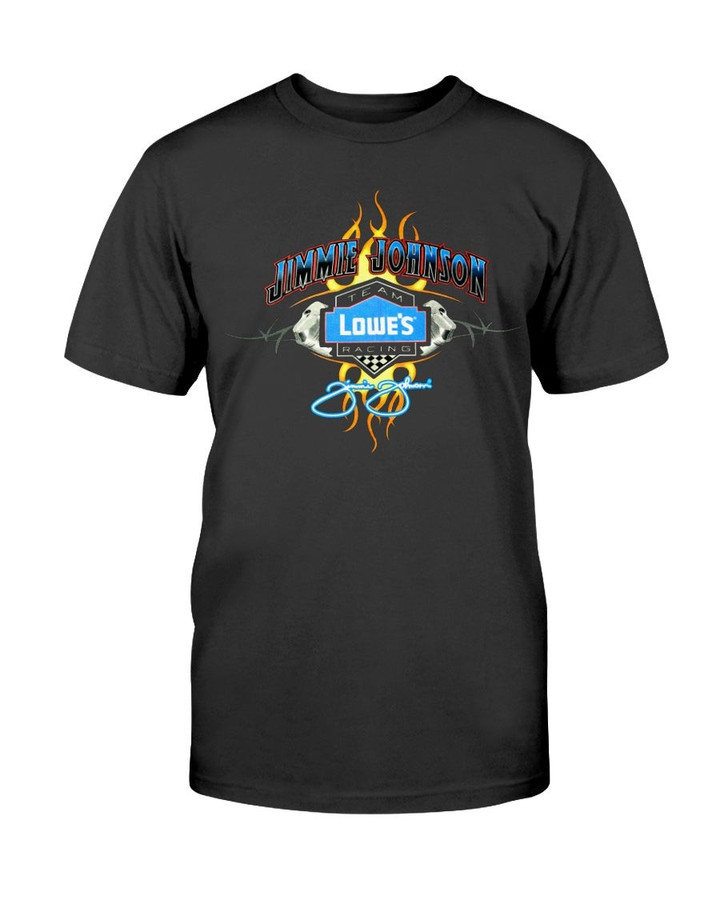 Vintage Y2K 2000S Jimmie Johnson Team LoweS Racing Black Nascar Racing Graphic T Shirt 090321