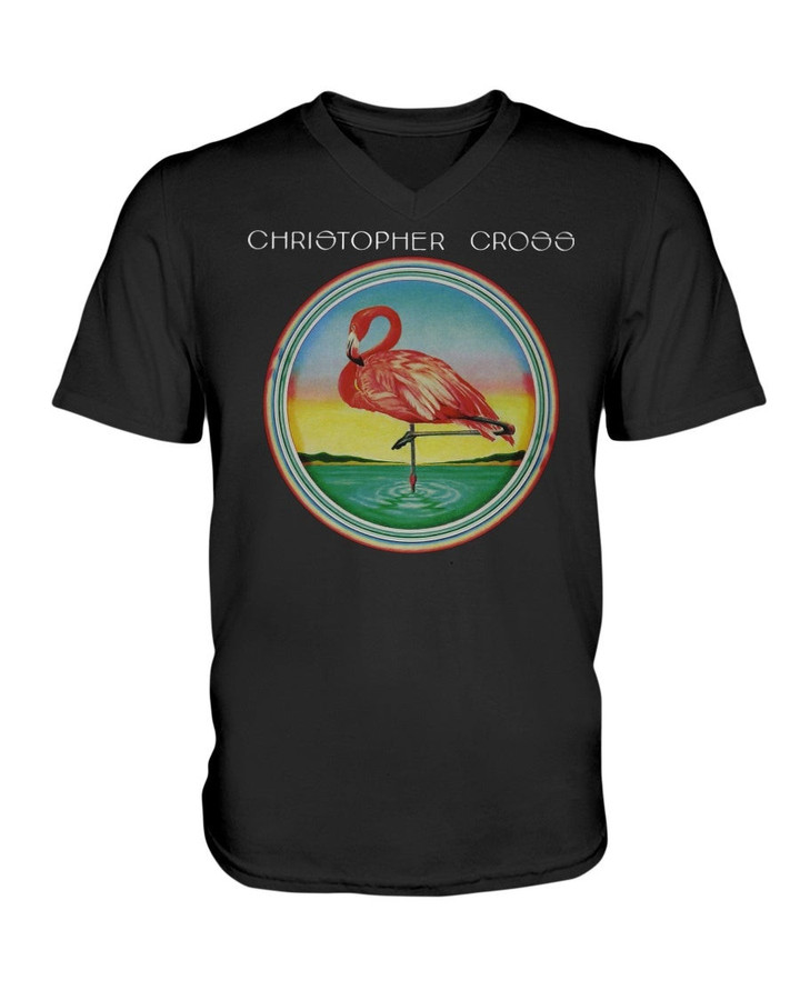Vintage Christopher Cross Flamingo V Neck Tee 091021