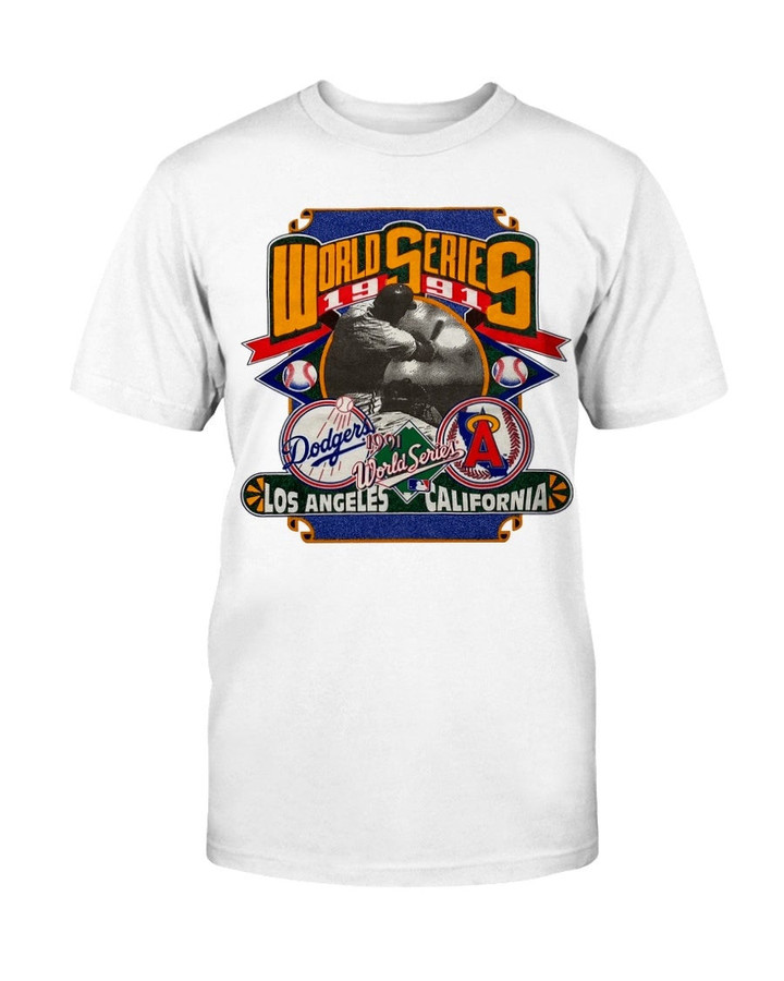 Vintage 1990S Vintage World Series Dodgers Vs Angels Mlb T Shirt 090321 Fix