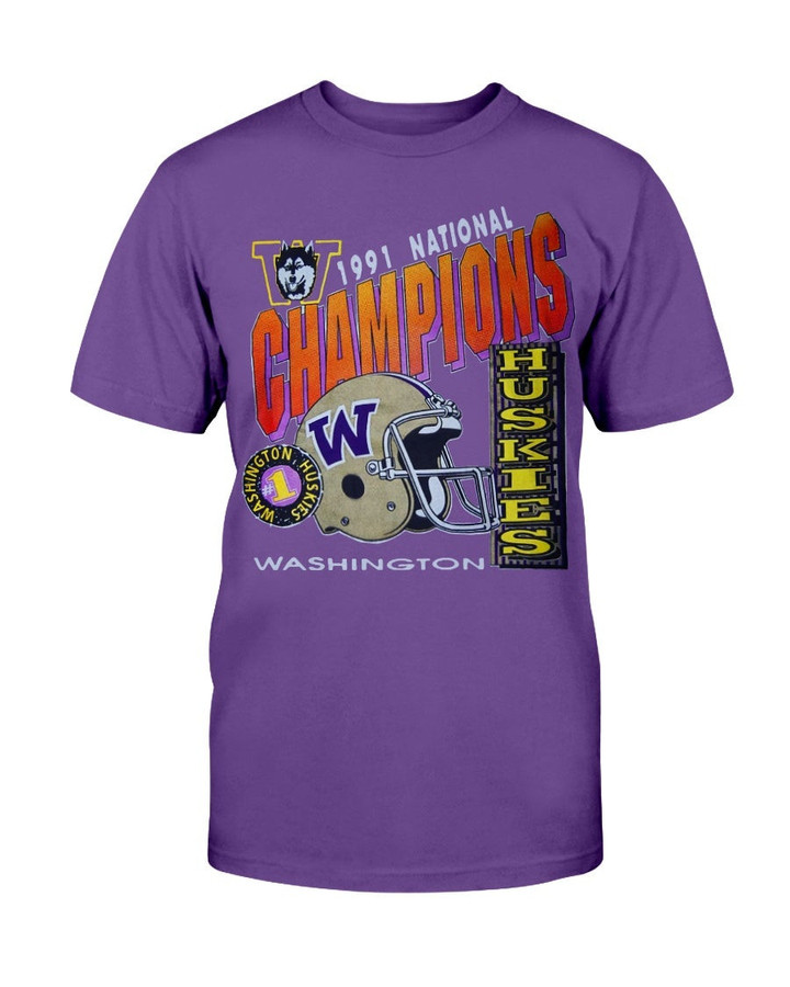 Vintage Washington Huskies 1991 National Champions T Shirt 072021