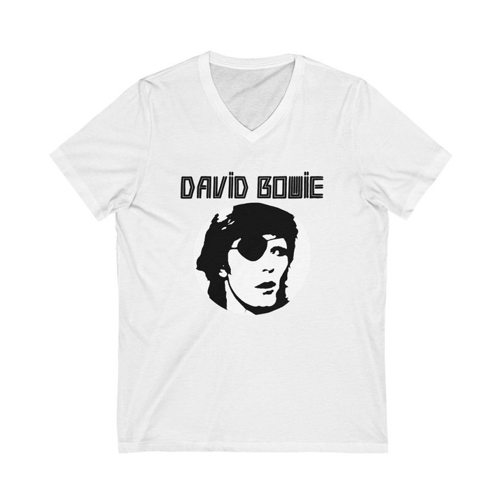 David Bowie Ziggy Patch Short Sleeve V Neck Tee 071621