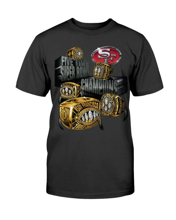 Nfl M   San Francisco 49Ers Five Time Super Bowl Champions Deadstock Ring T Shirt 071721