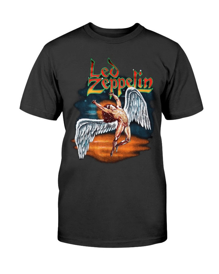 Vintage Led Zeppelin T Shirt Black 1990 Icarus Angel Tour Band Concert Rocker Rock N Roll Loose Baggy 90S 80S T Shirt 071921