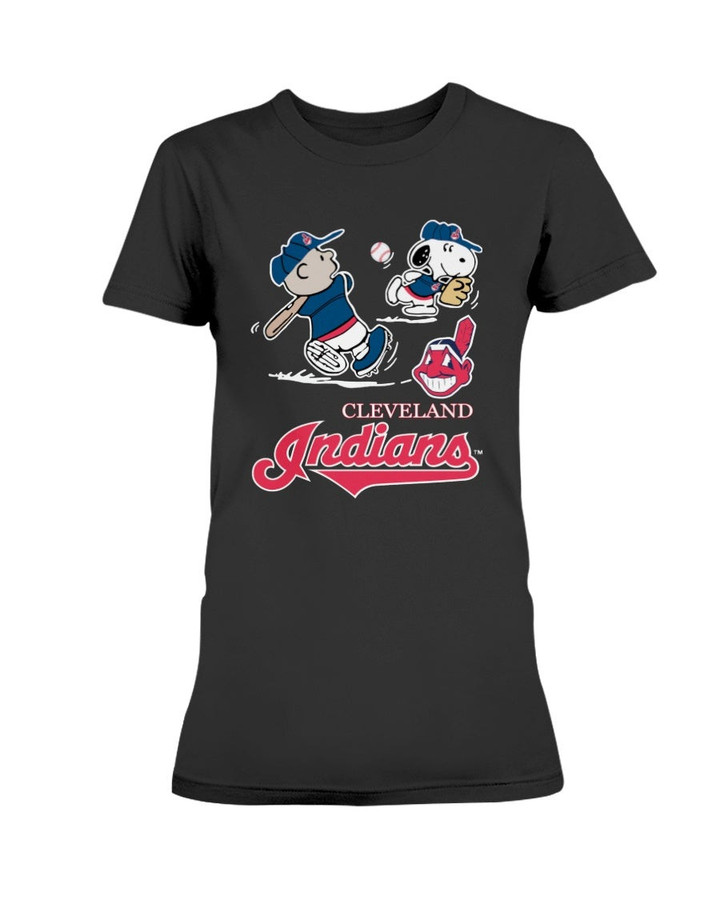 Harlie Brown Snoopy Cleveland Indians Mlb Baseball Cleveland Indians MlbCleveland Indians Fan Ladies T Shirt 072421