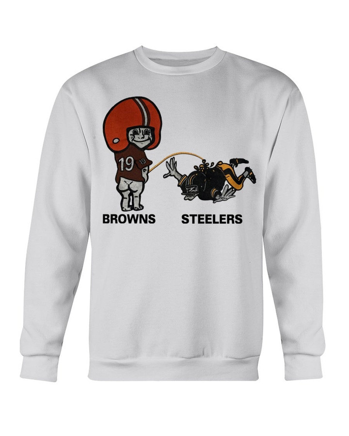 Vintage 90S Cleveland Browns Peeing On The Pittsburgh Steelers Graphic Sweatshirt 071021