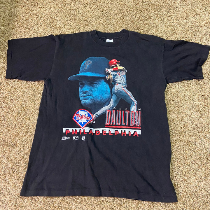Vintage Black Philadelphia Phillies Darren Dutch Daulton All Over Teeshirt