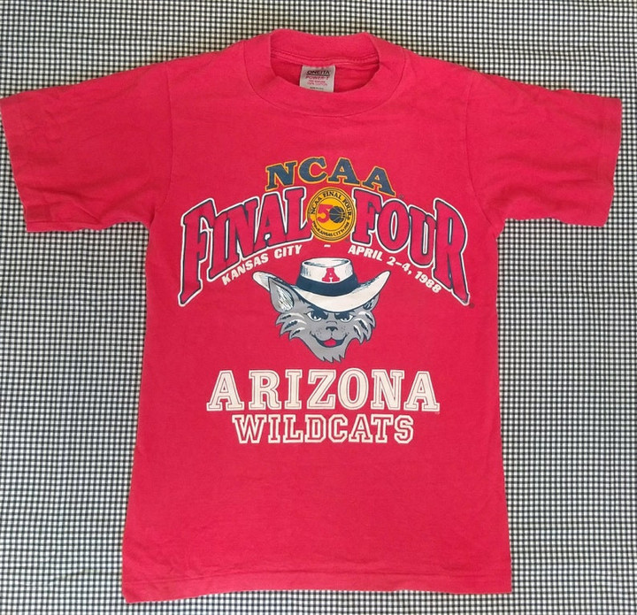 Vintage 80s University Of Arizona Wildcats Final Four Kansas City April 1988 Old School Wilbur Logo Shirt Mens Small