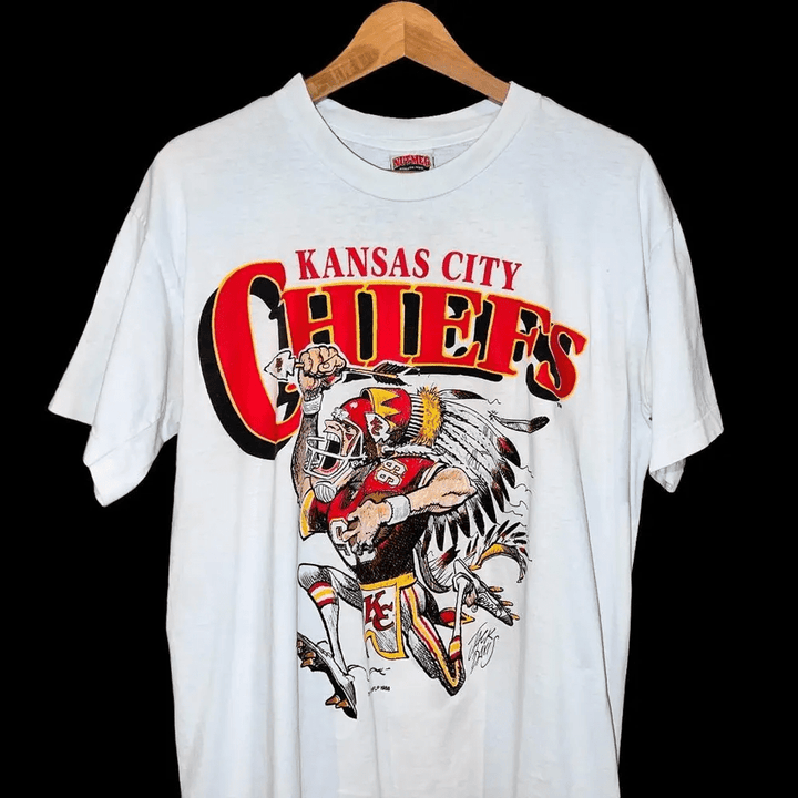 Vtg 80s Nutmeg Kansas City Chiefs Cartoon Jack Davis Art Football T Shirt L