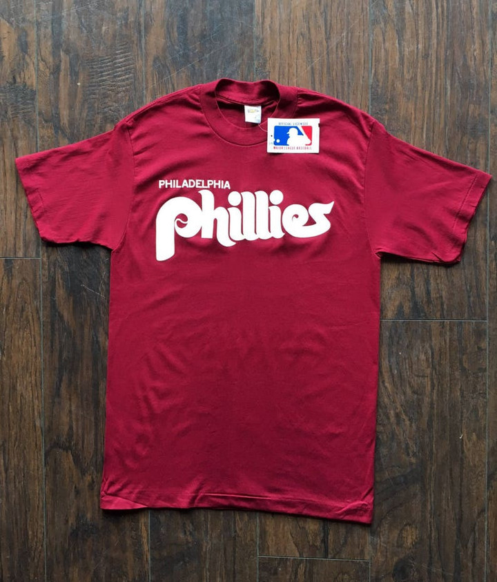 Vintage Philadelphia Phillies Tees NWT Brand New Never Worn Medium Large 1980s Trench With Tags Tshirt Penn