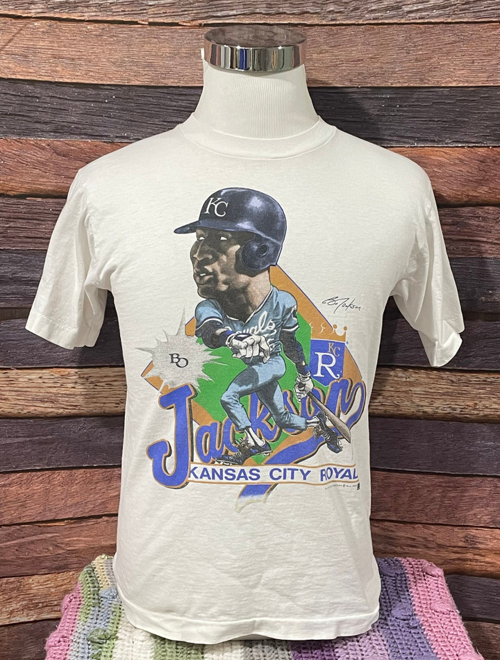 Vintage Bo Jackson Kansas City Royals 1980s Sports Crewneck Tee Tshirt   Royals Baseball Shirt   Vintage Kc Shirt