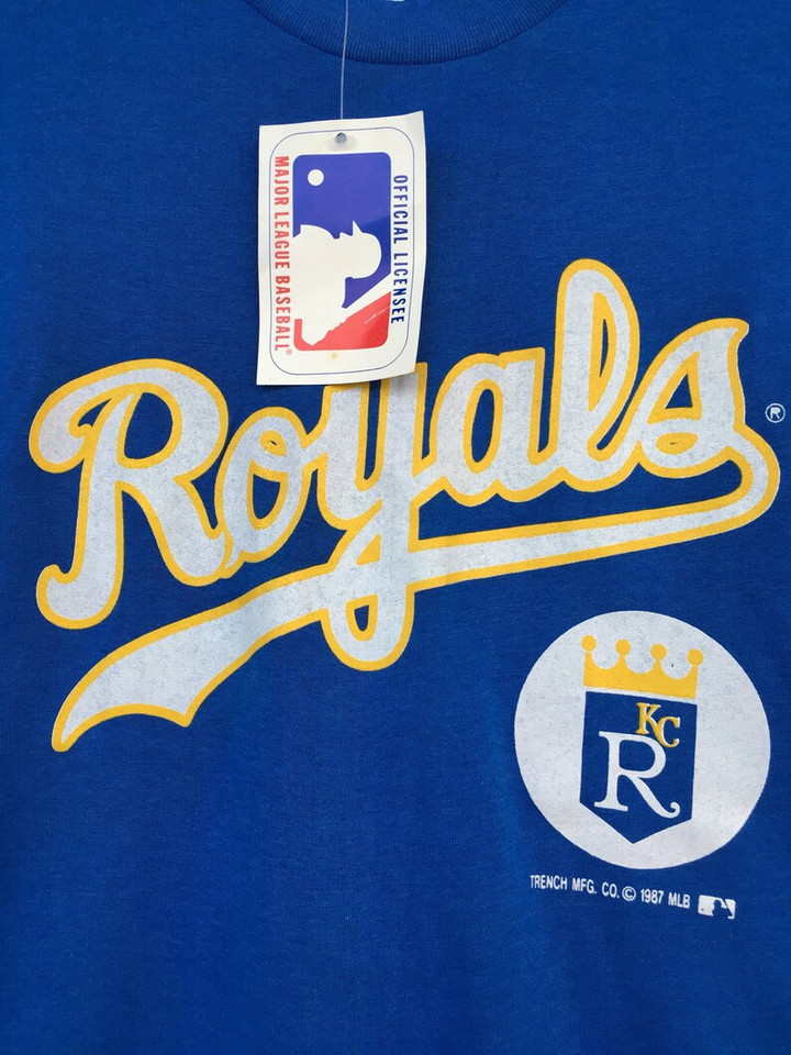 Vintage Kansas City Royals ping Tees T Shirt 1987 NWT 1980s Trench Tags Ts 80s Chiefs New Old Stock