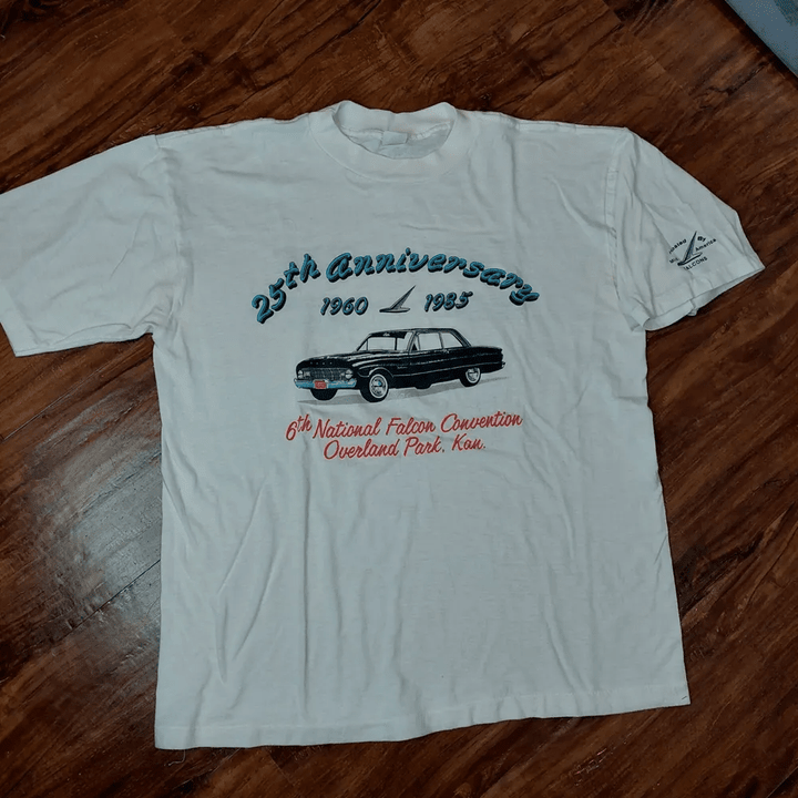 Vintage 1985 Kansas City Ford Falcon Club T Shirt Hot Rod Car Show Tee 80s
