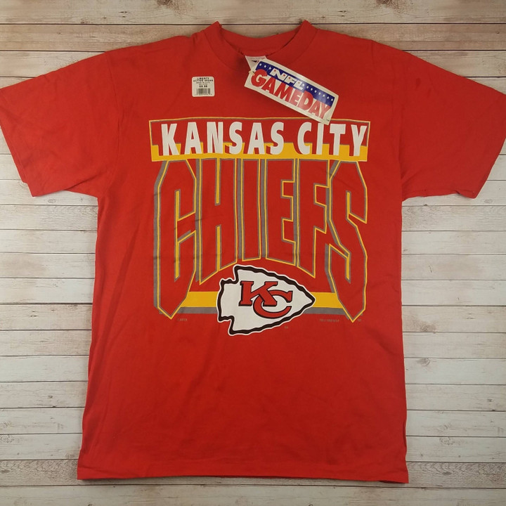 Brand New Vintage 1990s Kansas City Chiefs Spellout Football Gameday Artex Red T Nwt New With Tags