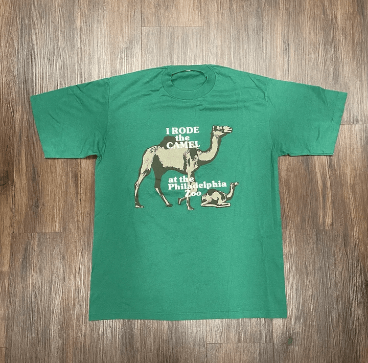 Vtg 80s Philadelphia Zoo i Rode The Camel Velva Sheen T shirt