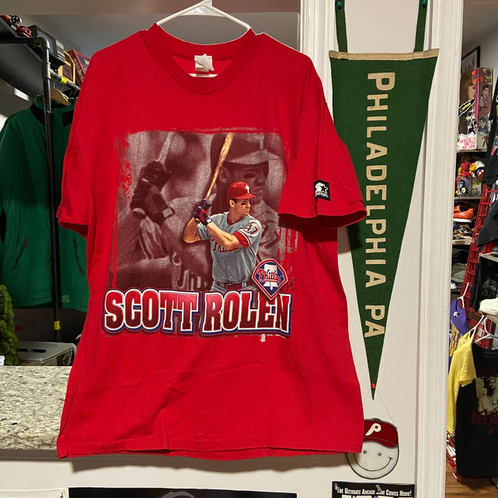 Rare Vintage Starter Red Philadelphia Phillies Scott Rolen Caricature Player Teeshirt