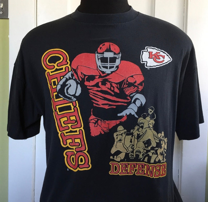 80s 90s Vintage Kansas City Chiefs football cartoon T Shirt   XL X LARGE
