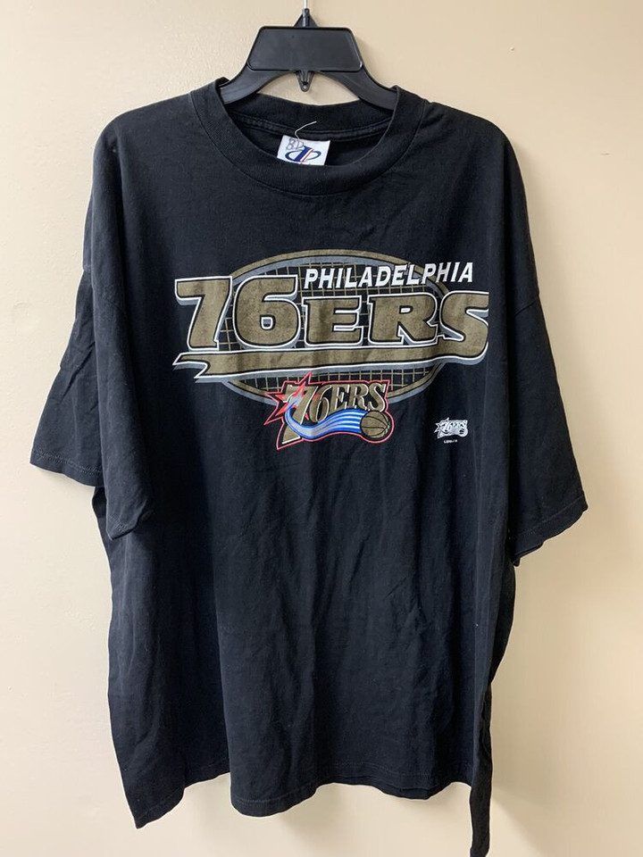 Vtg Logo Athletic Philadelphia Sixers T shirt Black 2