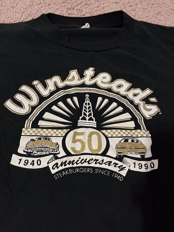 Vtg 1990 T Shirt Winsteads Steakburgers Kansas City Kc 50th Anniversary 90s