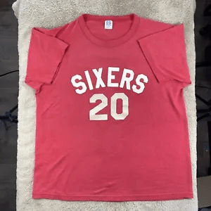 Vintage Russell Athletic Philadelphia Sixers Shirt Red 80s