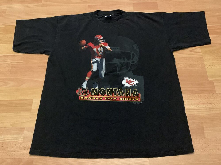 90s Rare Vtg 1993 Joe Montana Shirt Kansas City Chiefs Single Stitch