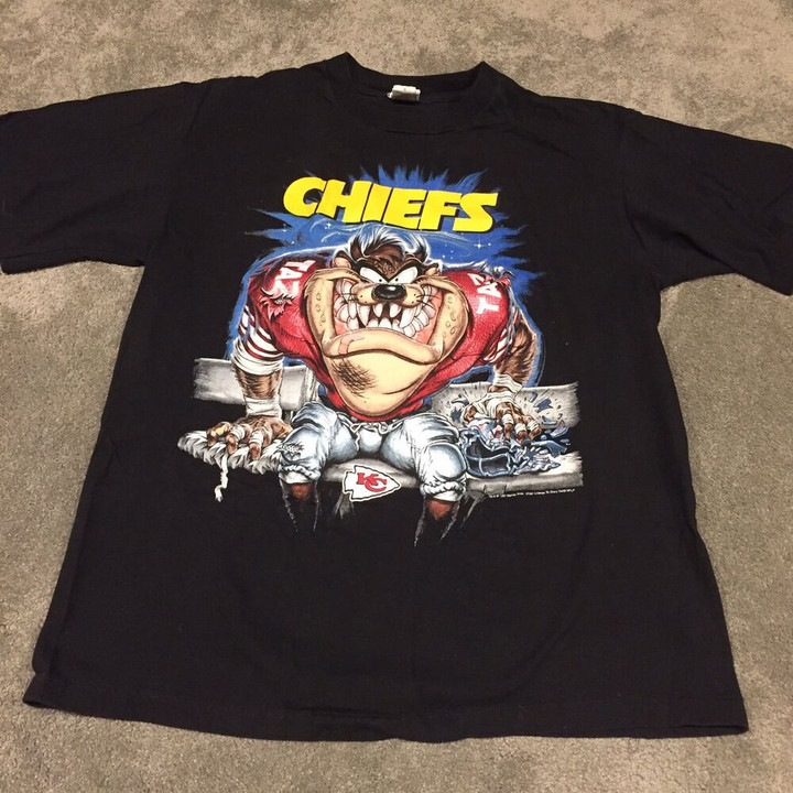 Vintage 90s Kansas City Chiefs Taz Looney Tunes benched Shirt L