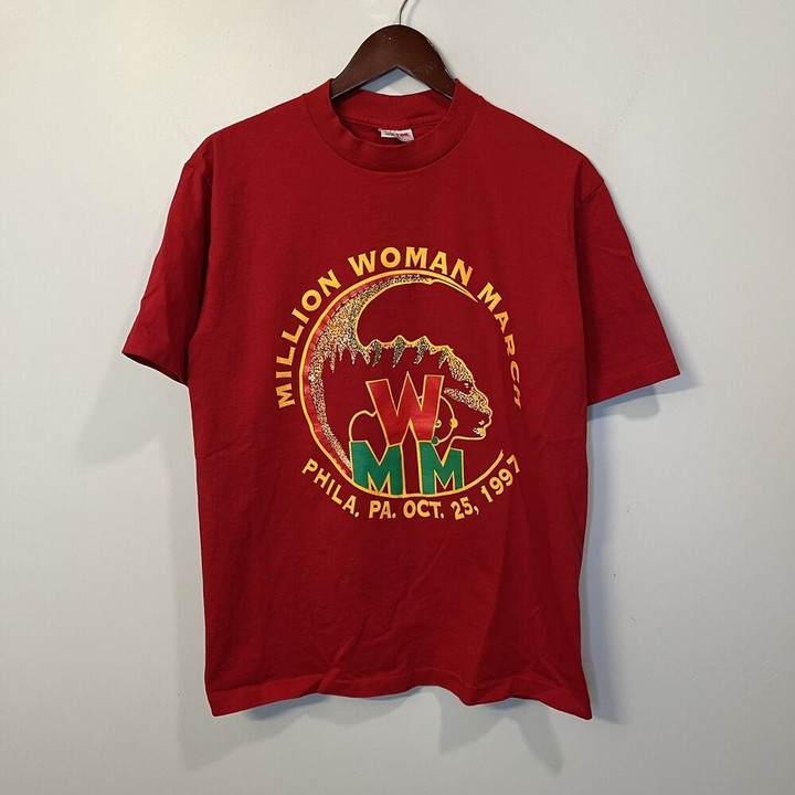 Vtg Million Woman March Red T shirt 1997 Philadelphia Rare