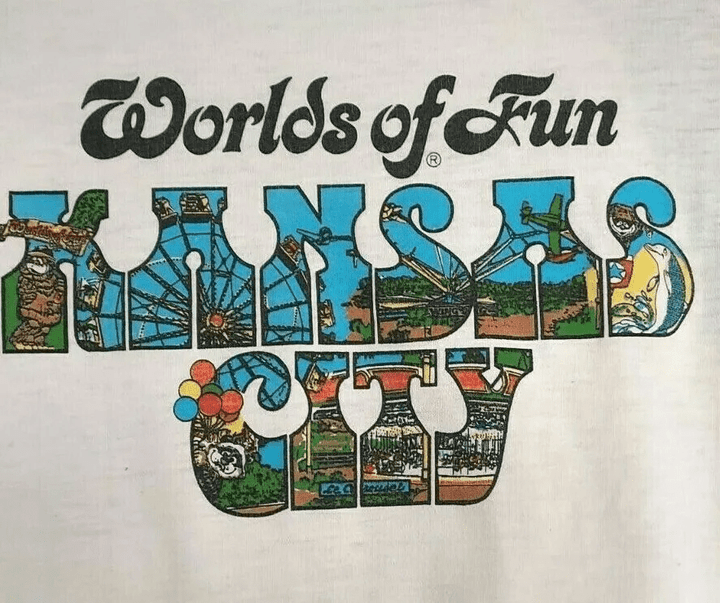 Vintage Kansas City Worlds Of Fun Amuset Park T shirt Cedar Fair