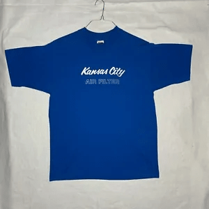 Vintage Kansas City Air Filter T Shirt Adult Blue 90s