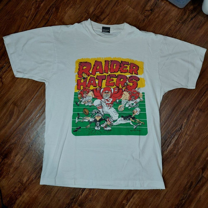 Vintage 80s Kansas City Chiefs T Shirt Raider Hater Rare Thin Tee