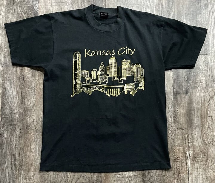 Vintage Kansas City Skyline T shirt 80s 90s Travel Tourist