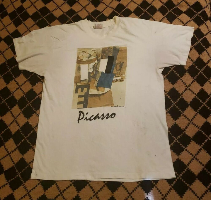 Vtg 1992 Picasso Philadelphia Musuem Of Art Shirt Still Life Fruit Bowl Violin