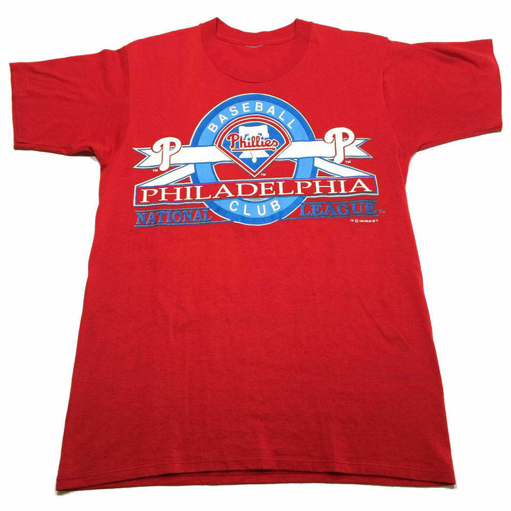 Philadelphia Phillies Vtg 90s T Shirt Red Baseball 1992 S 9221