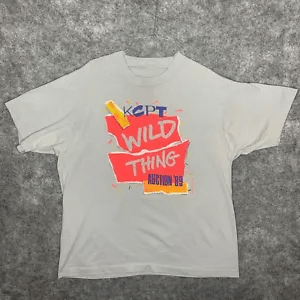 Vintage Public Televison T Shirt Adult Grey Kansas City Auction 1989 80s