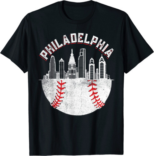 Vintage Philadelphia Baseball Skyline Retro Philly Cityscap T shirt Best Price