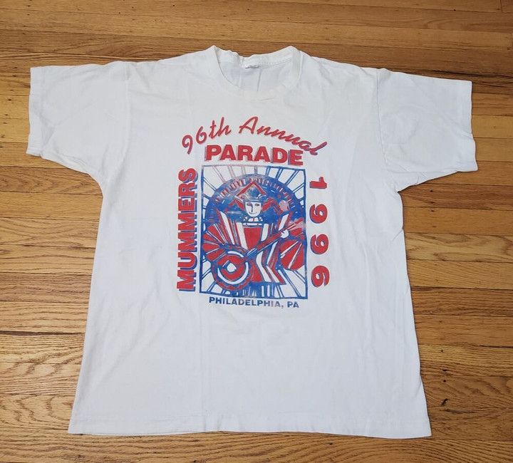 Vintage 90s Philadelphia Mummers Parade Art T shirt z