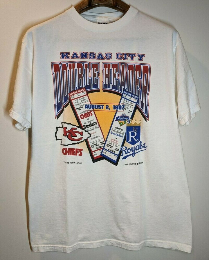 Vintage August 21997 Kansas City Double Header Chiefs And Royals T shirt