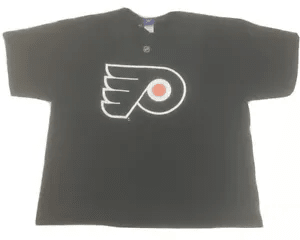 Vintage Philadelphia Flyers Shirt Biron 43 Hockey Black Crew Neck Reebok