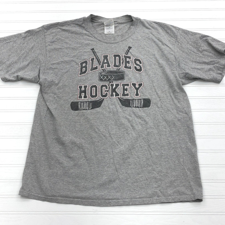Vintage Kansas City Blades Ice Hockey Gray T shirt Adult