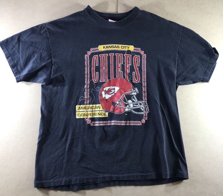 Vintage Kansas City Kc Chiefs Shirt Adult American Conference Black