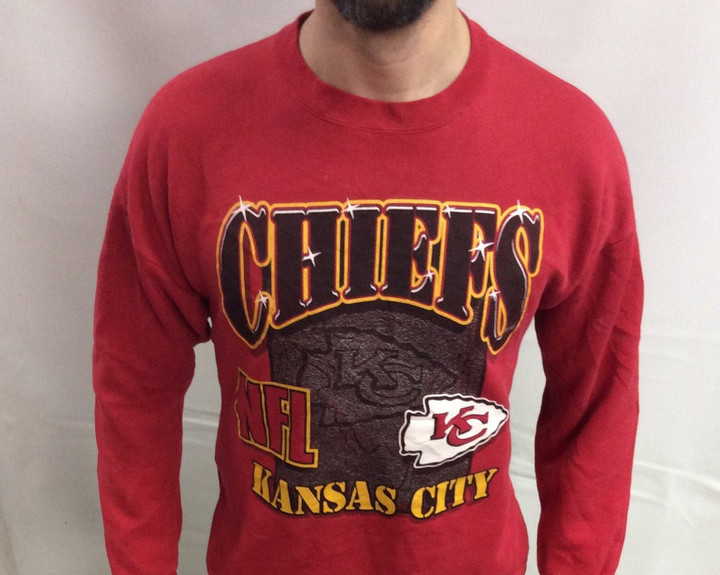 Vintage 90s Kansas City Chiefs Football Red Gold Super Bowl Champions Classic