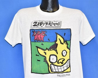 80s Zipperhead Philadelphia Punk Rock Shop Cartoon T shirt Vintage Tee 8982