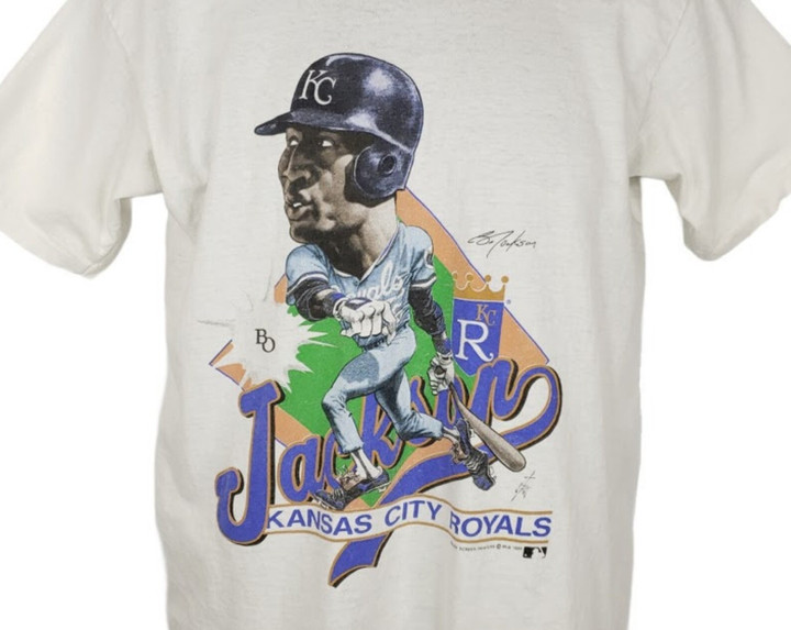 Bo Jackson T Shirt Vintage 80s Kansas City Royals Baseball Caricature S